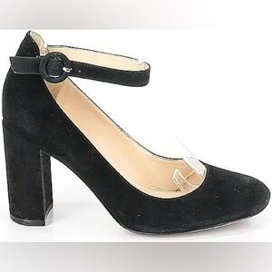 MARC FISHER Ion Ankle Strap Pumps Women's Size 8M Black Leather Upper Suede
